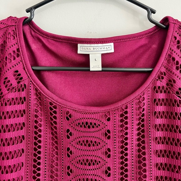 Dana Buchman Women Red Lace Crew Neck Blouse - Picture 2 of 4